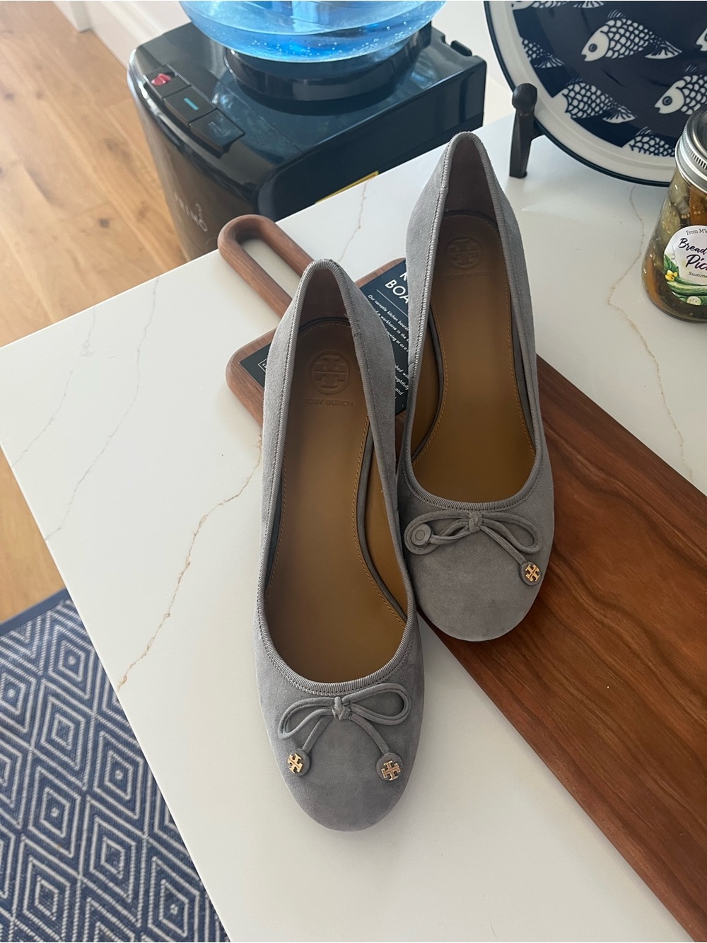 Tory Burch Gray Suede Ballet block heels - 2 inches